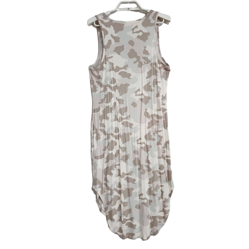 Olive & Oak Camo Knit Dress Sleeveless High Low Hem Tank V Neck Pastels Earth - Picture 9 of 11